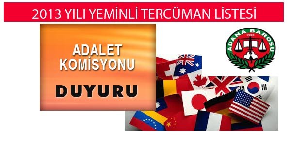 2013 YILI YEMİNLİ TERCÜMAN LİSTESİ