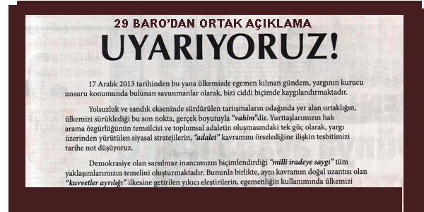 29 BARO'DAN ORTAK AÇIKLAMA