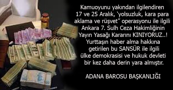 17-25 ARALIK SORUŞTURMASINA YAYIN YASAĞINI KINIYORUZ.!