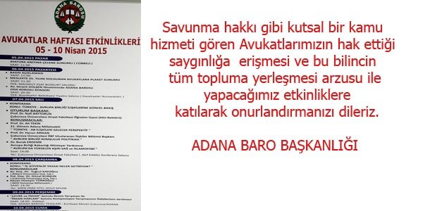 Avukatlar Haftası (2015) Etkinlik Programı