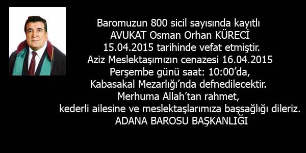 Vefat-Av. Osman Orhan KÜRECİ