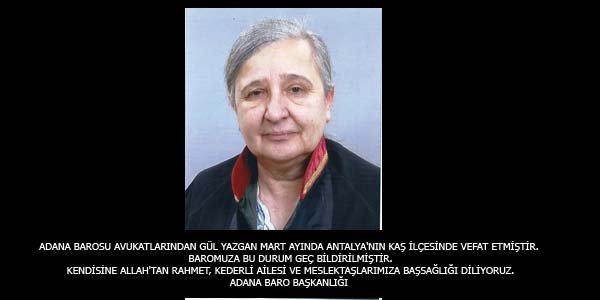 Vefat-Av. Gül Yazgan