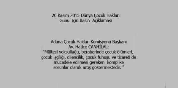 20 Kasım 2015 Dünya Çocuk Hakları Günü için Basın Açıklaması