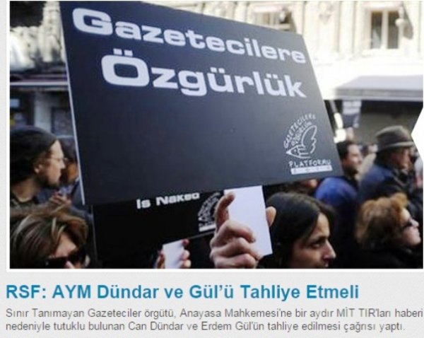 Uluslararası Sınır Tanımayan Gazeteciler (RSF) örgütü,