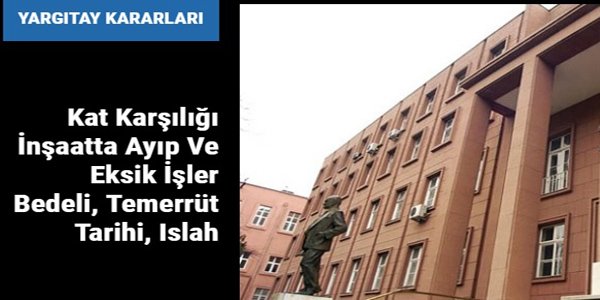Kat Karşılığı İnşaatta Ayıp Ve Eksik İşler Bedeli, Temerrüt Tarihi, Islah