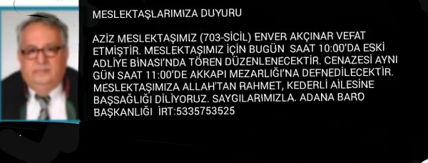 Av. Enver Akçınar vefat